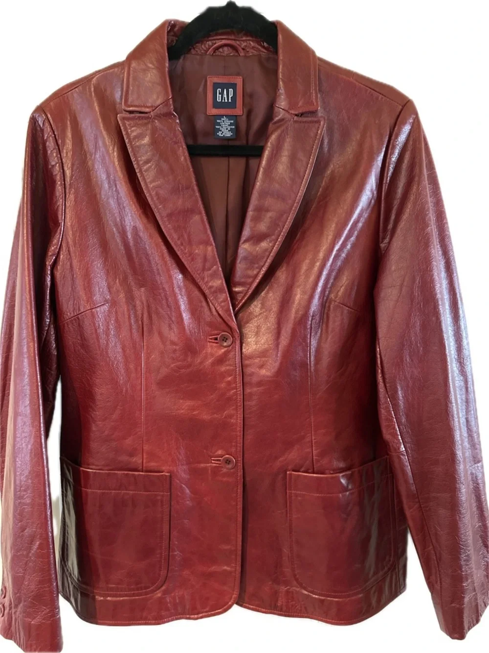 GAP Vintage Women's Burgundy Red Leather Blazer Jacket - Picture 1 of 4